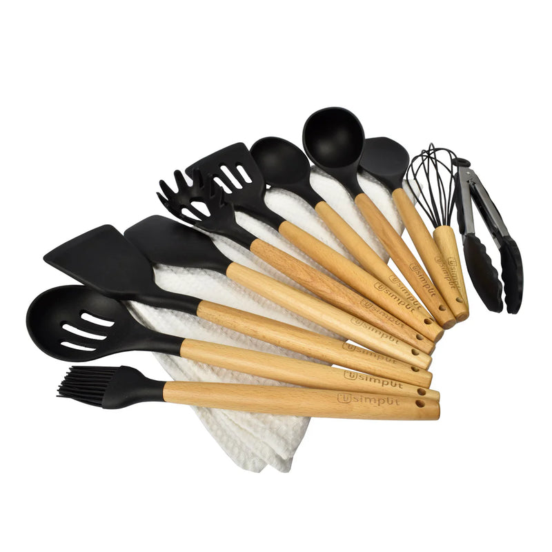 Set De 12 Utensilios De Cocina Negro